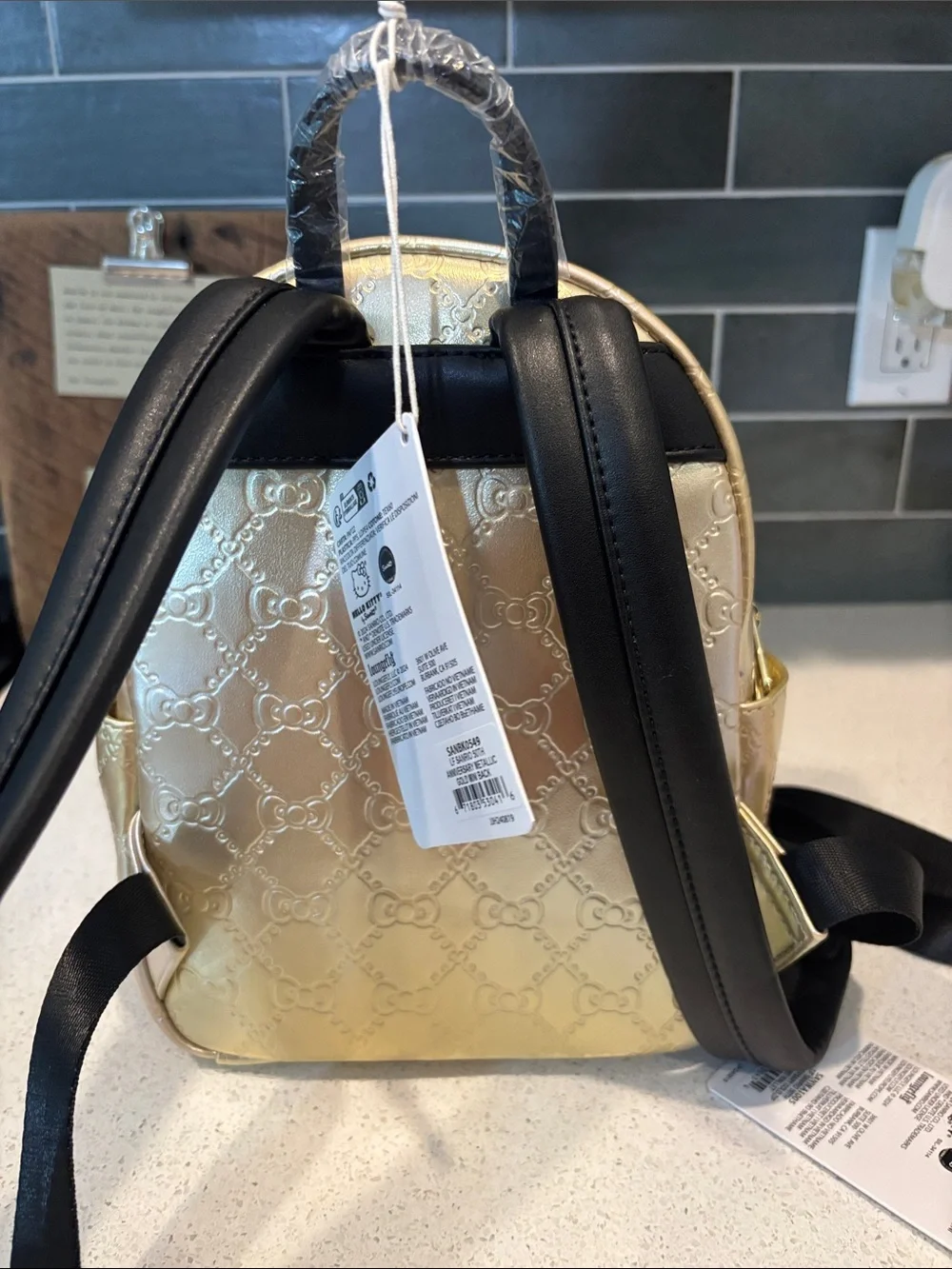 Loungefly Sanrio Hello Kitty Iridescent Gold Mini Backpack and Wallet Set NWT
